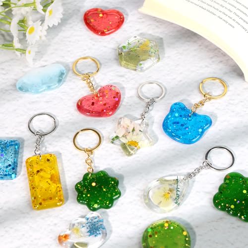 Keychain Silicone Mold, Keychain Resin Mold with Key Ring Accessory, Epoxy Resin Jewelry Molds for DIY Keychains, Necklace, Pendant - color: Keychain-A