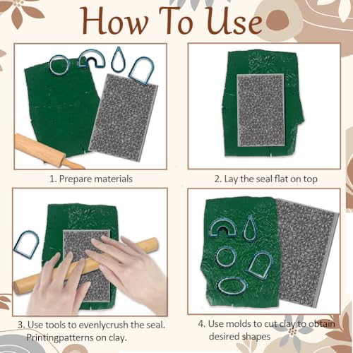 CHGCRAFT Flowers Clay Texture Mat Clay Modeling Pattern Pad Leaves Texture Sheets for Polymer Clay Making Earrings Jewerly Tools, 3.9x2.6x0.1inch - style: Mandala