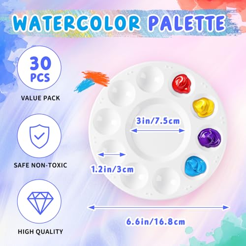 30PCS Paint Tray Palettes, Plastic Paint Pallets for Kids, Watercolor Palette Painting Tray for Art Painting