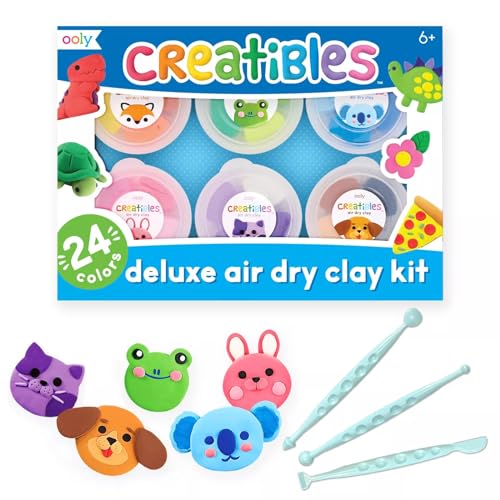 Ooly Air Dry Clay for Kids, 24 Colors Modeling Clay with 3 Shaping Tools, Play Dough Gifts for Kids, Craft Supplies - Creatibles - style: 24 Colors Complete Set