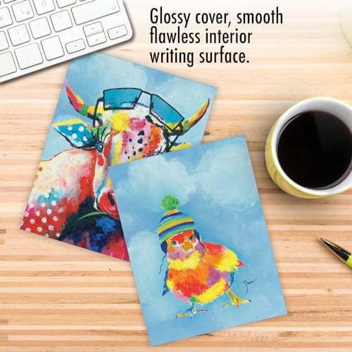 The Best Card Company Assorted Blank Greeting Card Box Set - Incl. 20 Cards + Envelopes - 10 Unique Designs - refined for Thank Yous, Invitations, More - Funny Farm AM6563OCB-B2x10 - style: Funny Farm