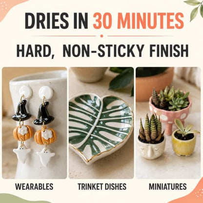 Clay Glaze, Air Dry & Polymer Clay Glaze Sealer Waterproof, Non-Toxic & Anti-Cracking, High Gloss Varnish for Air Dry Clay, Polymer Clay, Oven Baked Clay, Pottery Clay, Modeling Clay, Ceramic Clay
