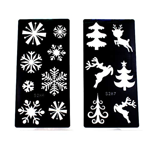 Xmasir 6 Sheet Christmas Temporary Tattoos Stencils, Kids Xmas Glitter Drawing Tattoo Templates Waterproof for Body Art Painting Party Decoration