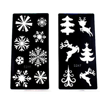 Xmasir 6 Sheet Christmas Temporary Tattoos Stencils, Kids Xmas Glitter Drawing Tattoo Templates Waterproof for Body Art Painting Party Decoration