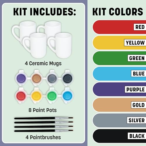 Tulip Painted by Me Ceramic Painting Kit, 4 Mugs - color: Mugs