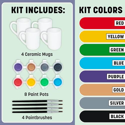 Tulip Painted by Me Ceramic Painting Kit, 4 Mugs - color: Mugs