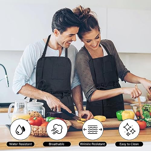 MyLifeUNIT Artist Apron with 10 Pockets for Arts and Craft, Black Canvas Pottery Apron for Women and Men
