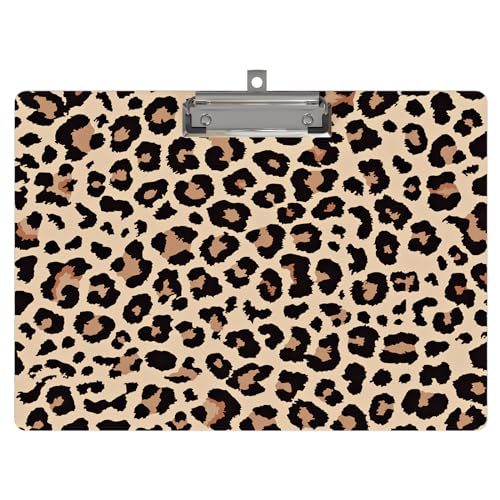 Clipboard Landscape Wooden with Designs A4 Letter Standard Size 9" x 12.5" Cute Horizontal Clipboards with Low Profile Clip for Drawing Office Supplies(Cheetah Spots) - color: Cheetah Spots, size: Horizontal Clipboard（9" x 12.5"）