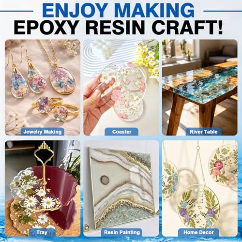 SigWong Epoxy Resin 40OZ - Crystal Clear Coating Kit, Easy Mix 1:1 Ratio, Bubble Free & Anti-Yellowing, Self Leveling, 2 Part Casting Epoxy Resin for Art Crafts, Jewelry Making, River Tables - size: 40OZ