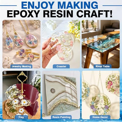 SigWong Epoxy Resin 40OZ - Crystal Clear Coating Kit, Easy Mix 1:1 Ratio, Bubble Free & Anti-Yellowing, Self Leveling, 2 Part Casting Epoxy Resin for Art Crafts, Jewelry Making, River Tables - size: 40OZ
