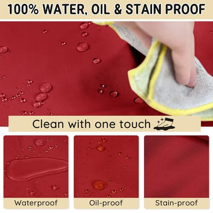 Chef Apron for Men and Women Wash Free Bib Apron with 2 Pockets Water & Oil Proof Adjustable Aprons - color: Red