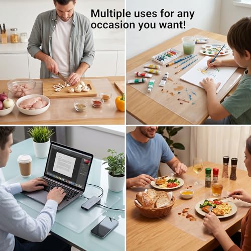 2 Pack Extra Large Silicone Mat, 24 x 48 Inches Non-Slip Heat Resistant Table Protector Large Silicone Mat for Kitchen Counter, Painting, Clay, Projects, Arts and Crafts (Translucent) - size: 24 x 48 inches