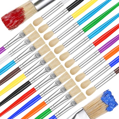 YGAOHF Paintbrushes Kids, 22 Pcs Round & Flat Toddler Kids Paint Brushes, Chubby Paint Brushes for Kids Bulk, Preschool Paint Brush for Acrylic Oil Watercolor Washable Paint Kit, Easy Hold & Clean - color: 22pcs
