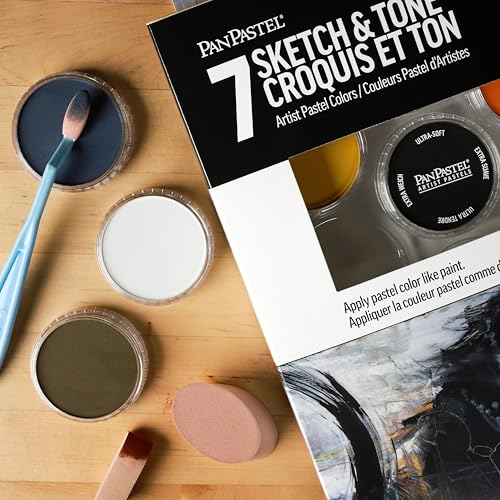 PanPastel Artist Pastels by GOLDEN, Sketch & Tone Set, 7 Color, Professional Artist Pastels, Unique Pan Format (cake-like)