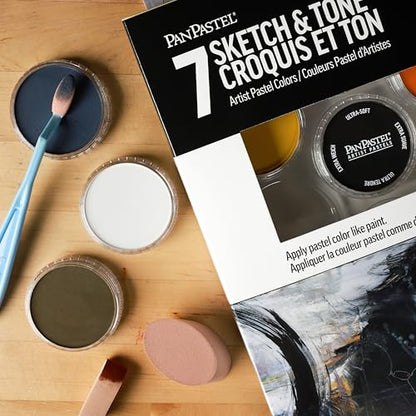 PanPastel Artist Pastels by GOLDEN, Sketch & Tone Set, 7 Color, Professional Artist Pastels, Unique Pan Format (cake-like)