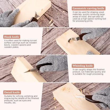 26 IN 1 Wood Carving Tools Kit for Beginners, Complete Woodworking Tools Set Including 4 Wood Knives and 6 Chisels, Wood Whittling Starter Kit for Woodworking DIY Hobby Projects