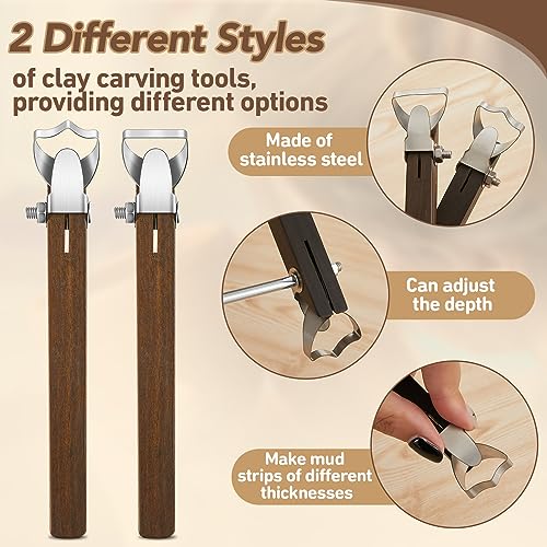Therwen 2 Pcs Mug Handle Carving Tool, Pottery Handle Making Tool, Clay Extruder Trimming for Ceramic Tea Cup Mug Utensil Vase Clay Cutters Sculpture Craft(Simple Style) - color: Simple Style