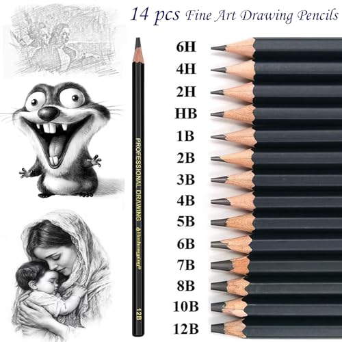 Heshengping, Sketching Pencil Set Drawing Pen Charcoal Sketch Kit Cover Graphite Charcoal Watercolor Pencils Paper Erasable Pen Beginners Artist Children and Adults(39pcs Art Supplies) - size: 1 Count (Pack of 1)