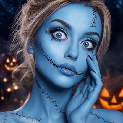 Black White Light Blue Face Paint Sticks Waterproof Eye Black Smooth Smudge-proof Body Paint High Pigment for Sports Event Halloween SFX Makeup Alien for Avatar and Fantasy Character Looks - color: Black White Blue