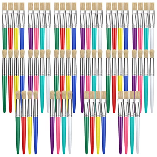 Sherr 64 Pcs Paint Brushes Sets for Kids Toddler Art Supplies Large Chubby Round and Flat Brush for School Washable Acrylic Oil Paint