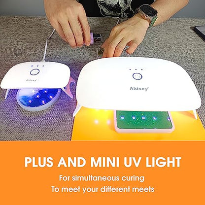 Akisey 2 Pack UV Light for Resin - Large Size Foldable UV Resin Light & Portable Mini Lamp for Resin Molds Curing, Jewelry Making, DIY Craft, Fast Curing & Timing Function