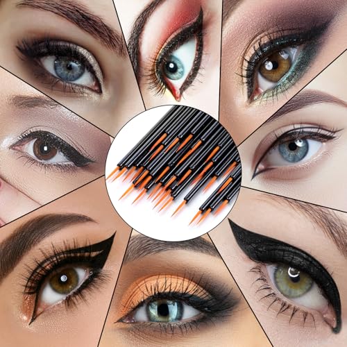 cobee 100 Pcs Disposable Eyeliner Brush Set, Cosmetic Eye Liner Applicator Ultra-fine Point Eyelash Brush Wands Cosmetic Makeup Tool for Lip Liners Eyelashes Detail Painting