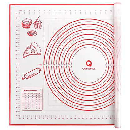 Extra Large Silicone Pastry Mat, Baking Mat with Measurement, Kitchen Counter Mat for Fondant, Rolling Dough, Pie Crust, Pizza and Cookies - Oven Liner Mat/Kneading Matts, 24" x 32", Red - color: Red, size: 24" x 32"
