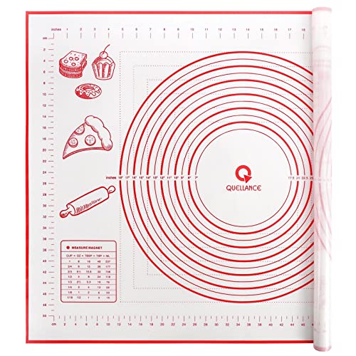Extra Large Silicone Pastry Mat, Baking Mat with Measurement, Kitchen Counter Mat for Fondant, Rolling Dough, Pie Crust, Pizza and Cookies - Oven Liner Mat/Kneading Matts, 24" x 32", Red - color: Red, size: 24" x 32"