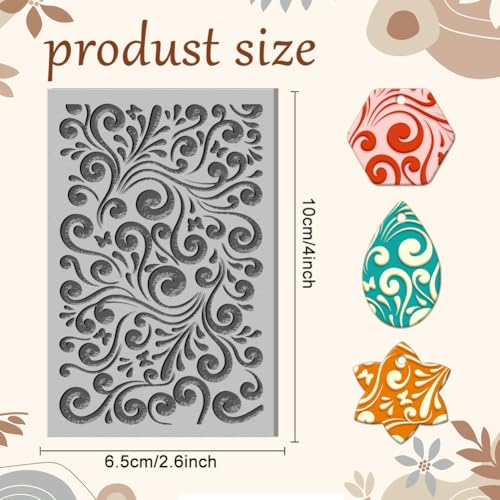 CHGCRAFT Vines Clay Texture Mat Clay Modeling Pattern Pad Vine Texture Butterflies Texture Sheets for Polymer Clay Making Earrings Jewerly Tools, 4×2.6 inch - style: Vines and Butterflies