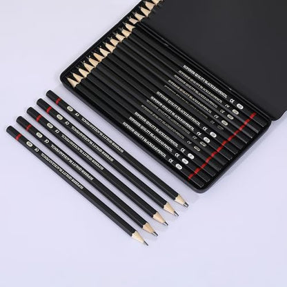 YYMIYU 12pcs Sketch Pencil Set 8B, 7B, 6B, 5B, 4B, 3B, 2B, B, HB, F, H, 2H, Ideal For Drawing Art, Sketching, Shading, Artist Pencils For Beginners & Pro Art - style: 12 Drawing Pencils Set