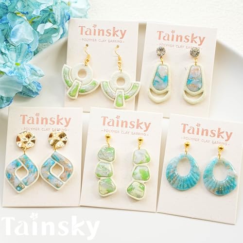 Tainsky 18 Shapes Embedded Polymer Clay Cutters - Gem Clay Jewelry Making Tools, Earring Cutters (A) - color: A Set