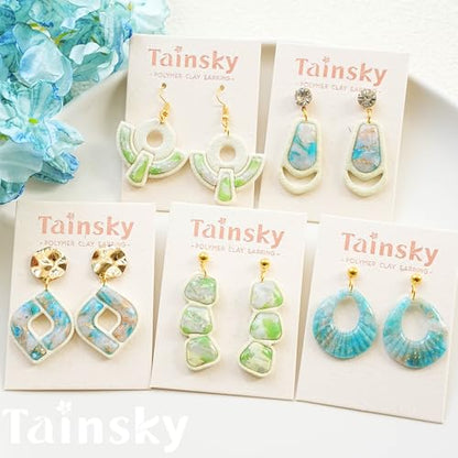 Tainsky 18 Shapes Embedded Polymer Clay Cutters - Gem Clay Jewelry Making Tools, Earring Cutters (A) - color: A Set