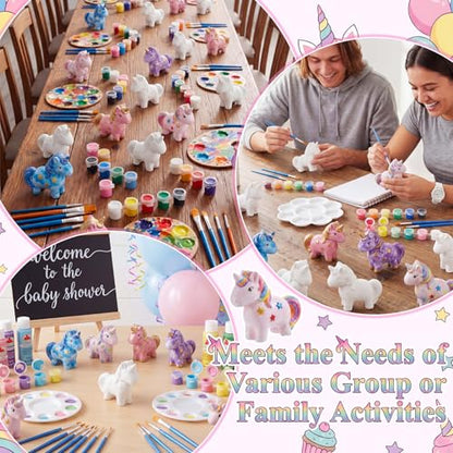Ferrochef 12 Pack Paint Your Own Ceramic Unicorn DIY Craft Kits Unpainted Ceramic Unicorn Bisque 3D Paintable Animal Figurines Art DIY Party Favors for Home, Classroom Birthday Parties - style: Unicorn