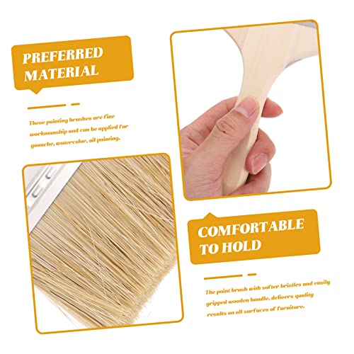Homoyoyo 5pcs Handle Paint Brush Set for Oil and Watercolor Painting Thick Bristles for Furniture and Craft Projects Includes and Brushes