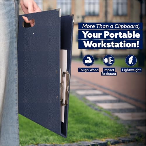 18x24 Clipboard - Foldable 18x24 File Folder & Drawing Board -Folds to 11x17 Clipboard,4 Clips,Corner Protectors, Portable Art Portfolio, Architecture Folder,11x17 Binder, Portfolio Binder (Navy Blue)