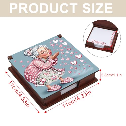 MVVMTOP Diamond Painting Kit memo Box, Diamonds Art DIY Grandma Patterns Sticky Note Box Special Shape Drill, with 160 Sticky Note, Ideal for Home Office Supplies, Handicrafts, Holiday Gifts - color: Grandma