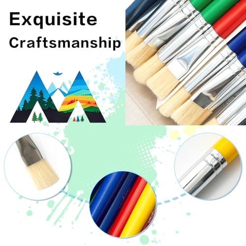 Kids Paint Brushes Set, 28 Pack Non-Toxic Washable Round & Flat Art Brushes for Children Ages 3-8, Ideal for Classroom & Party Activities - size: 28PCS