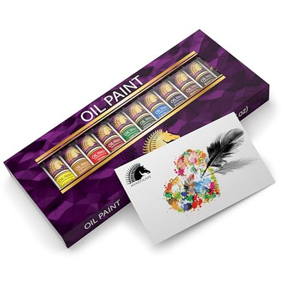 MyArtscape Oil Paint Set, 12 Colors, 12 x 0.71 fl oz (21 ml) Tubes, Artist Quality Lightfast Heavy Body Highly Pigmented Oil Paints with Excellent Coverage, Professional Painting Supplies