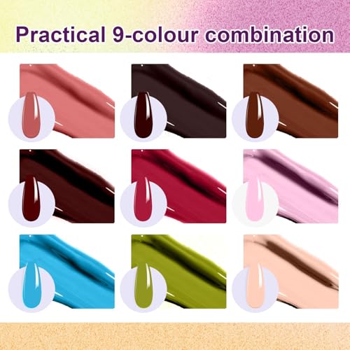 Gradient Painting Gel Set, 9 Colors Ombre Gel Nail Polish Red Brown Light Blue Pink Sponging for Pigment Pat Aura Nails French Manicure Soak Off UV Canyon Bloom - color: Canyon Bloom set
