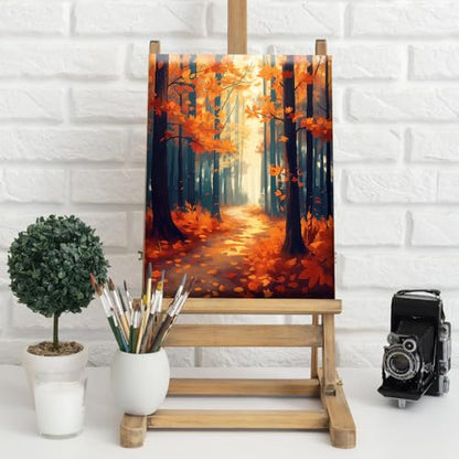 Natuyalo Framed Paint by Number Kits for Adults Beginners, Forest Path Easy Acrylic Adult Paint by Number Kits, Autumn Landscape DIY Painting by Numbers Kits with Frame 12x16 Inch - color: Color-03