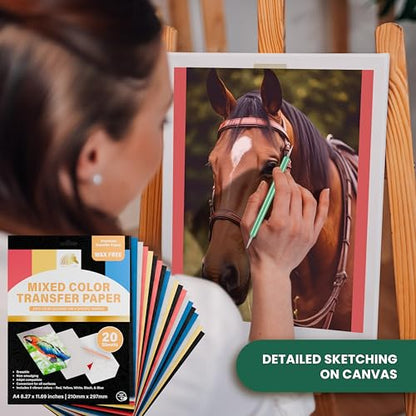 MyArtscape Graphite Transfer Paper, 20 Mixed Sheets - Wax Free - Erasable - Smudge-Free - Ideal for Drawing and Tracing - Premium Arts and Crafts Supplies