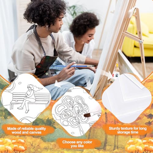 Sherr 20 Pcs Stretched Pre Drawn Canvas Afro Queen Black Art for Painting for Adults Outline Pre Drawn Stretched Cotton Canvas to Paint Party Set, 8 x 10'' (Autumn) - style: Autumn