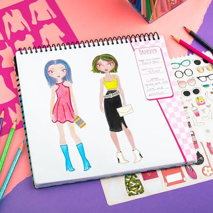 Fashion Angels I Love Fashion Sketch Portfolio, Includes Sketch Pad with Stencils & Stickers, Fashion Design Sketch Book for Girls, Ideal Drawing Kit for Kids - color: I Love Fashion