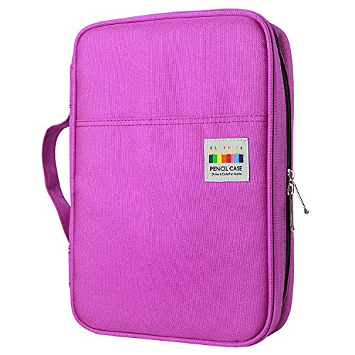YOUSHARES 166 Slots Colored Pencil Case, 110 Slots Gel Pens fo Coloring Case Organizer, Handy Multilayer Color Pencil Holder for Glitter Gel Pens, Refills, Colored Pencils for Adults & Artist (Purple) - color: purple
