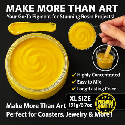 BALTIC DAY Yellow Pigment Paste for Epoxy Resin – Ultra-Opaque 'Summer Yellow' Resin Colorant, 191g/6.7oz – Smooth Blend for Epoxy Art, Jewelry, DIY Crafts - color: Summer Yellow
