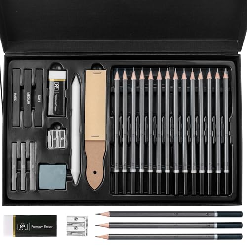 Mr. Pen- Drawing Sketching Pencil Set, 25 pcs, Graphite Pencils (10B-6H) | Graphite Sticks, Erasers, Sharpener, Blending Stump & Sandpaper Pad for Drawing, Shading & Art Projects - size: 25 pcs