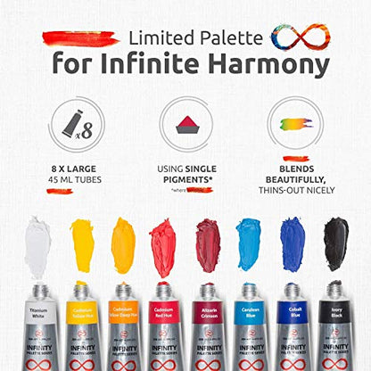 ZenART Non-Toxic Oil Paint Set for Professional Artists - 3 x 8 x 45ml Tubes - Bundle of Portrait, Essential and Impressionist Palette of Eco-friendly Paint with Exceptional Pigment and Lustrous Sheen