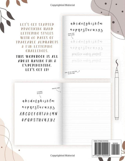 Hand Lettering Workbook for Beginners with Traceable Alphabets: Practice Brush Pen Lettering & Complete Fun Challenges