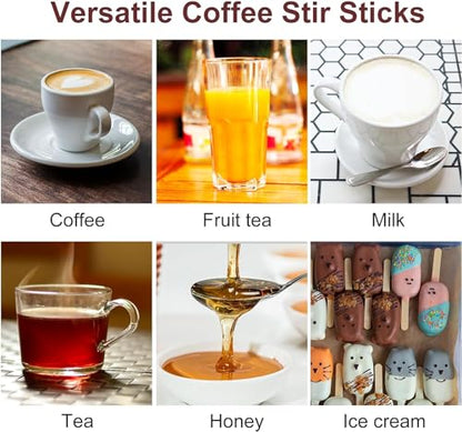 Wooden Coffee Stirrers Individually Wrapped 5.5" Coffee Stir Sticks 100 Pcs, Natural Birch Round End Thick Birch Wood Eco-Friendly Suitable for Coffee, Cocktail and Hot Drinks - color: Individually Wrapped, size: 100 Pack