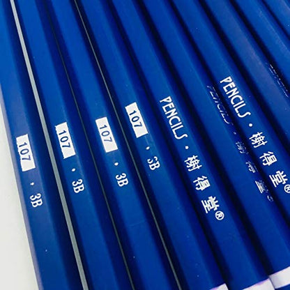 XDT#3B Drawing Pencils 24 Piece Set, Pro Art Graphite Sketching&Shading Supplies, Ideal For Kid Beginner Student Adults Artist - color: 3B 25 Pc Set